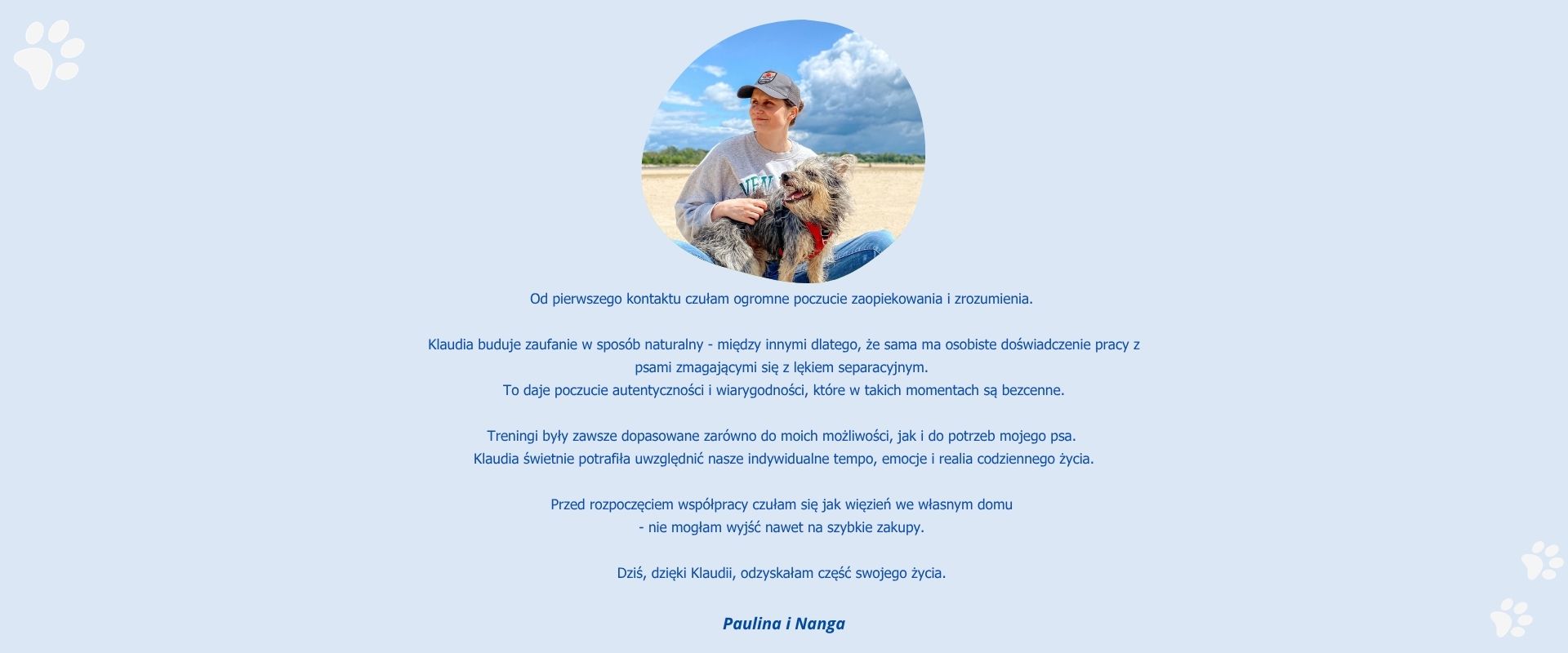 Opinia opiekuna psa po pracy nad lękiem separacyjnym