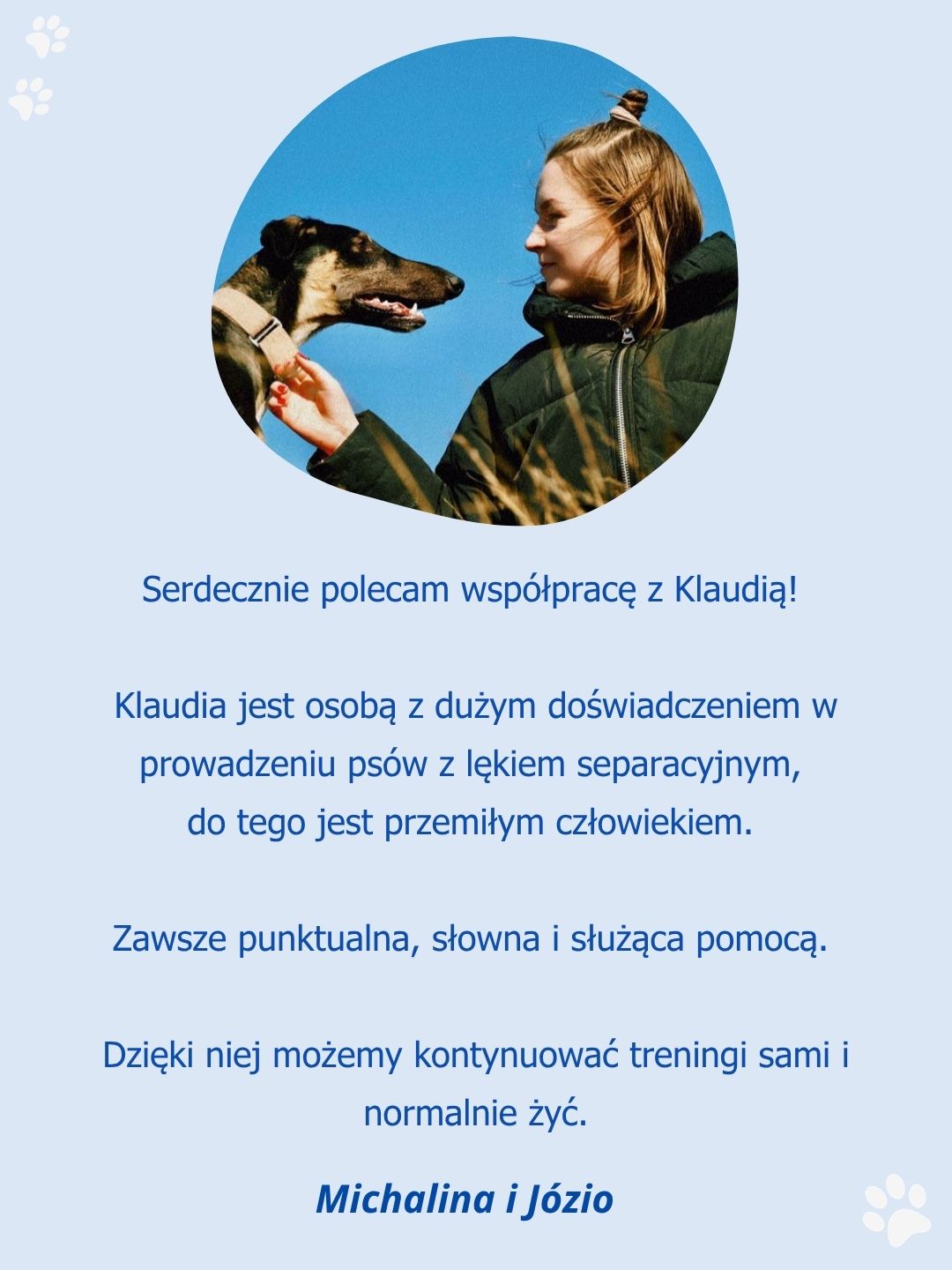 Opinia po współpracy przy lęku separacyjnym u psa