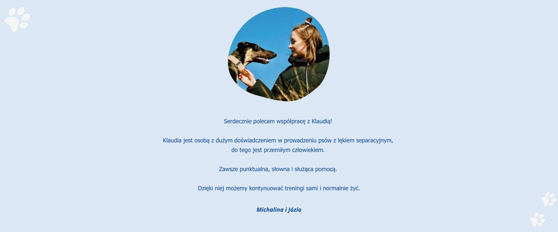 Opinia po współpracy przy lęku separacyjnym u psa