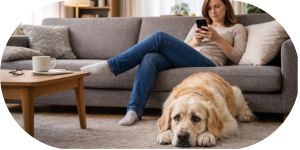 Opiekun ignorujący psa przed wyjściem z domu