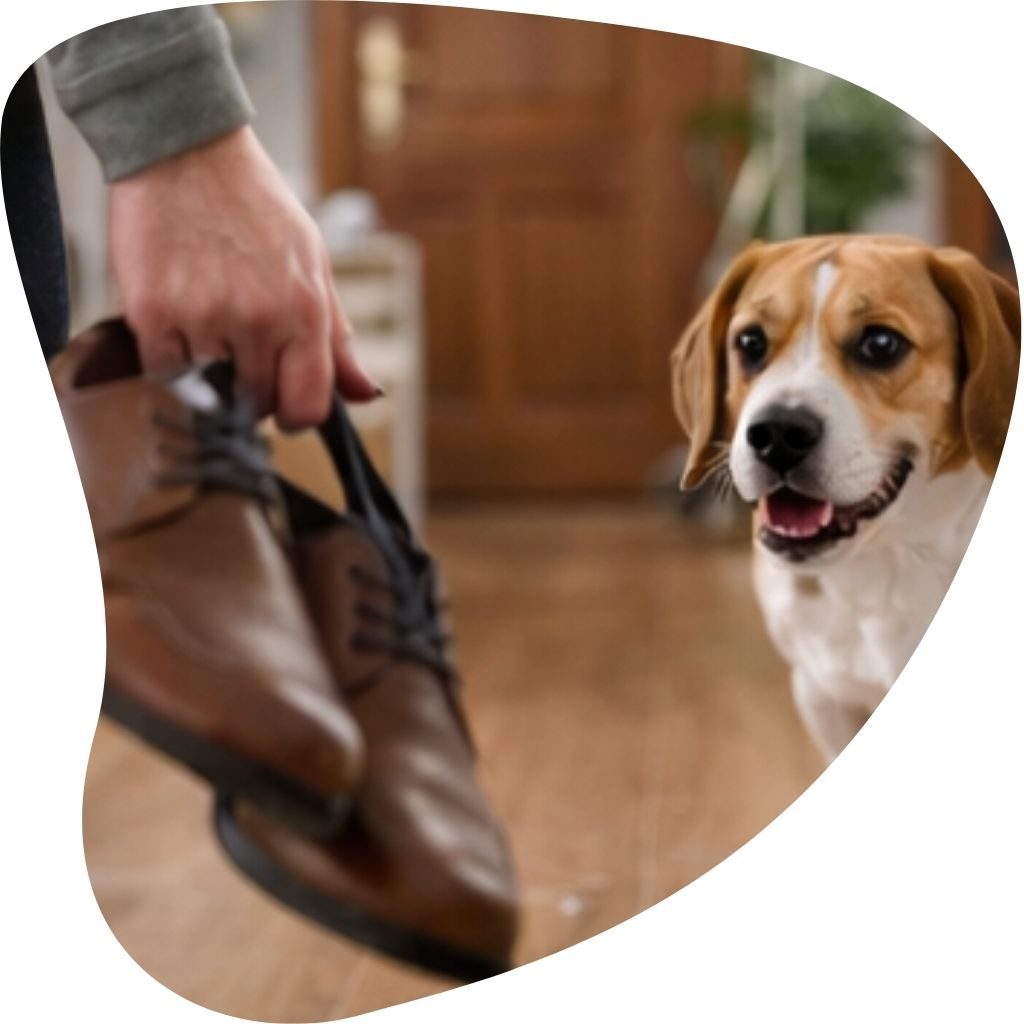 Pies niepokoi się, gdy opiekun przygotowuje się do wyjścia z domu